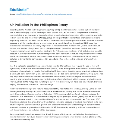 Air Pollution in the Philippines Essay