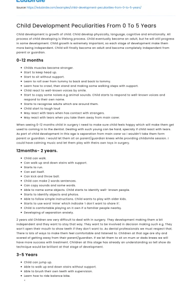 Early Childhood Development: Key Features and Variations