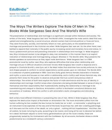 Exploring men’s roles in Wide Sargasso Sea and The World’s Wife
