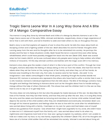 Comparative Essay: Sierra Leone’s Tragic Wars