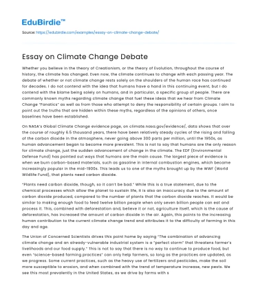 Essay on Climate Change Debate