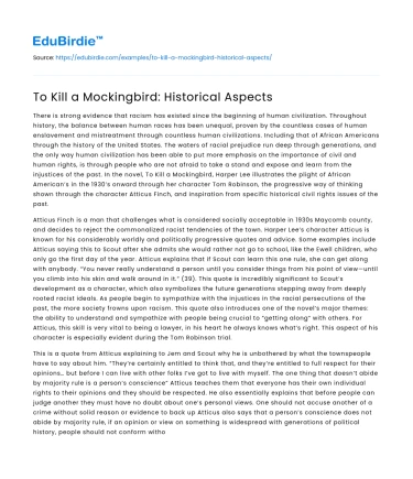 To Kill a Mockingbird: Historical Aspects