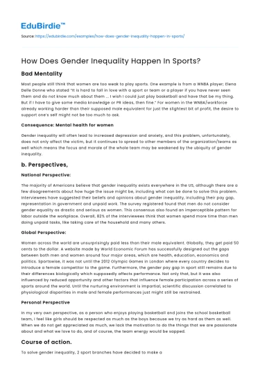 How Does Gender Inequality Happen In Sports?