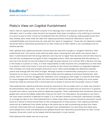 Plato’s View on Capital Punishment