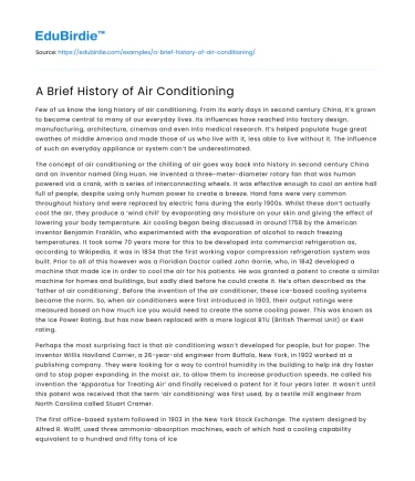 A Brief History of Air Conditioning
