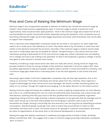 Pros and Cons of Raising the Minimum Wage