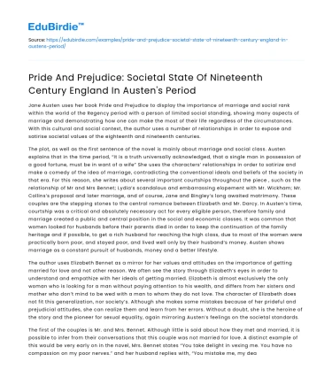 Pride And Prejudice: Society in 19th Century England