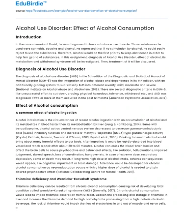 Alcohol Use Disorder: Effect of Alcohol Consumption