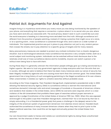 Patriot Act: Balancing Security and Liberty