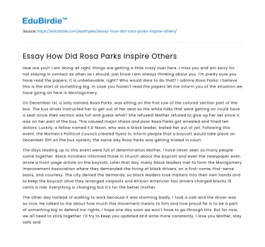 Rosa Parks: Catalyst of Change and Inspiration