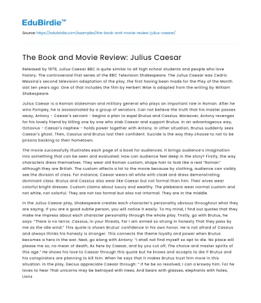 The Book and Movie Review: Julius Caesar