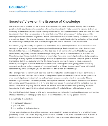 Socrates’ Views on the Essence of Knowledge