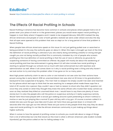 The Impact of Racial Profiling in Educational Institutions