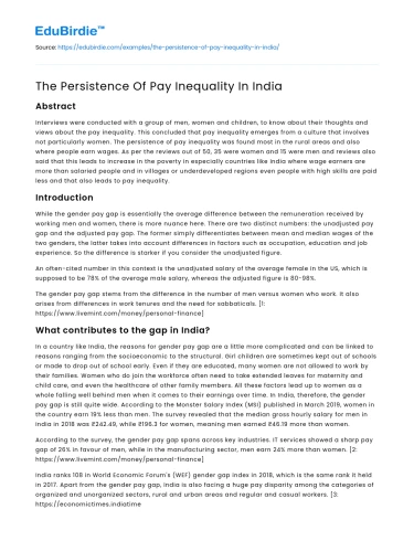 The Persistence Of Pay Inequality In India
