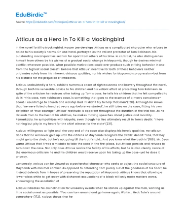 Atticus as a Hero in To Kill a Mockingbird