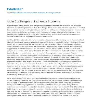 Main Challenges of Exchange Students