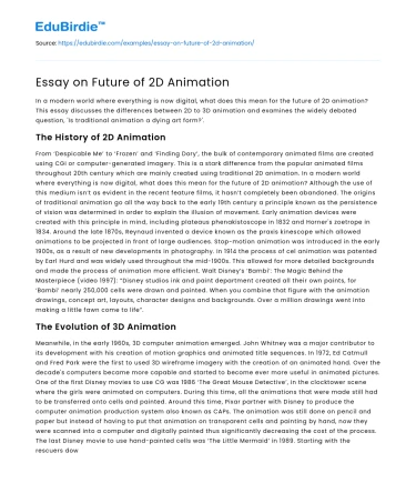 Essay on Future of 2D Animation