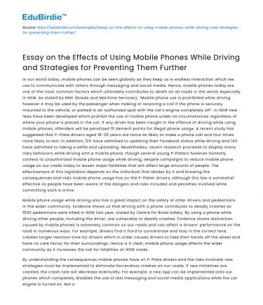 Effects of Using Phones While Driving & Prevention Strategies