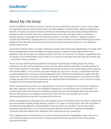 About My Life Essay