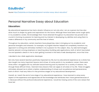 Personal Narrative Essay about Education