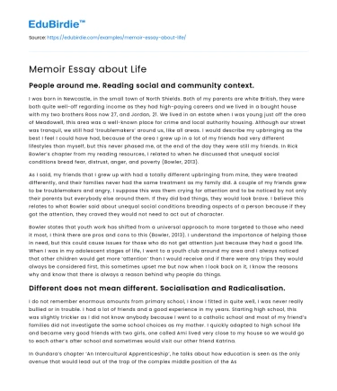 Memoir Essay about Life