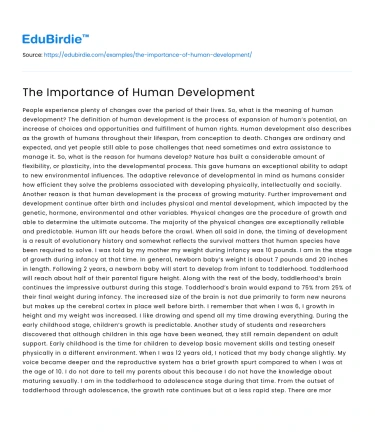 The Importance of Human Development