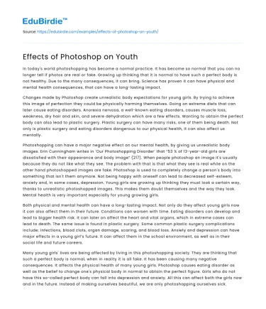 Effects of Photoshop on Youth
