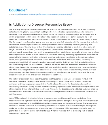Is Addiction a Disease: Persuasive Essay