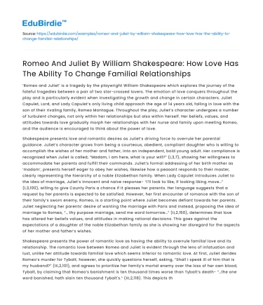 Love’s Impact on Family in Romeo & Juliet