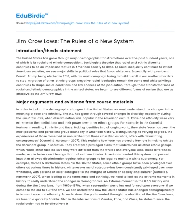 Jim Crow Laws: The Rules of a New System