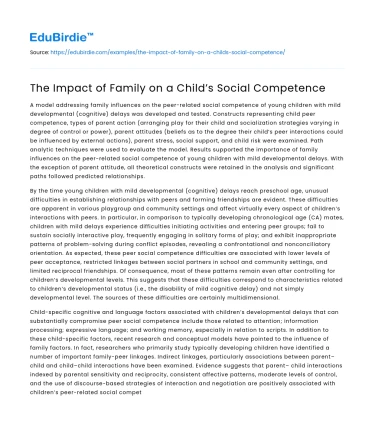 The Impact of Family on a Child’s Social Competence
