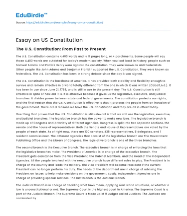 Essay on US Constitution
