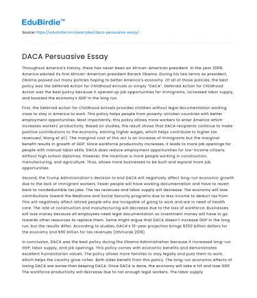 DACA Persuasive Essay