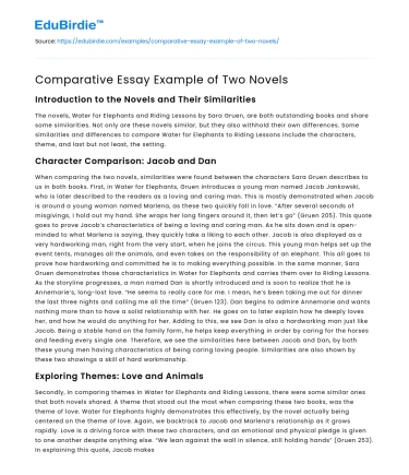 Comparative Essay Example of Two Novels