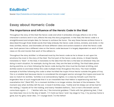 Essay about Homeric Code