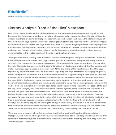 Literary Analysis: ‘Lord of the Flies’ Metaphor