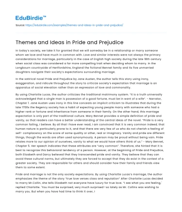 Themes and Ideas in Pride and Prejudice