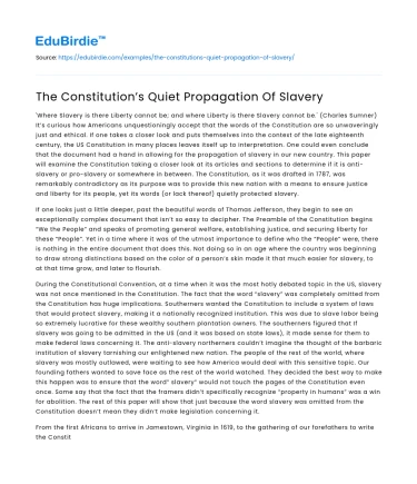 The Constitution’s Quiet Propagation Of Slavery