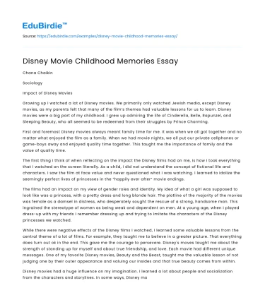 Disney Movie Childhood Memories Essay