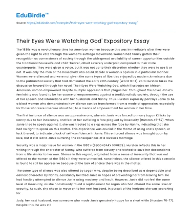 Their Eyes Were Watching God’ Expository Essay