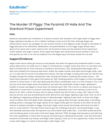 Piggy’s Murder: Pyramid of Hate & Stanford Prison Experiment