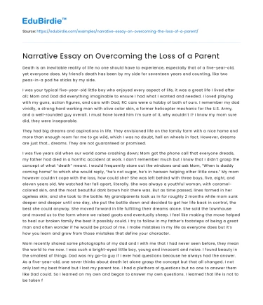 Narrative Essay on Overcoming the Loss of a Parent