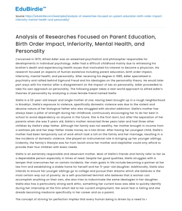 Parent Education, Birth Order, and Mental Health Impact on Personality