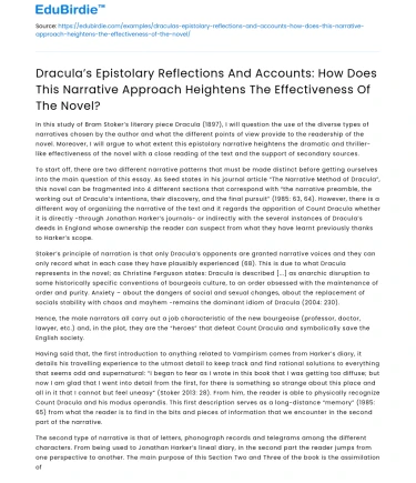 Dracula’s Epistolary Reflections: Enhancing Novel’s Impact