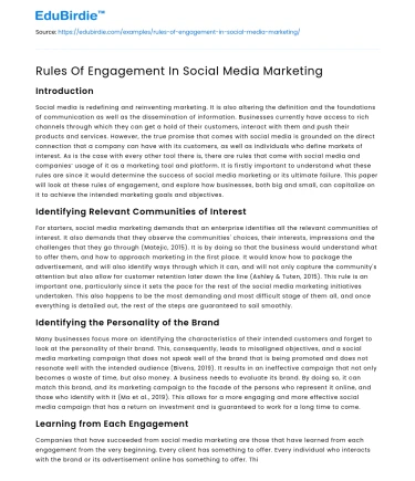 Rules Of Engagement In Social Media Marketing