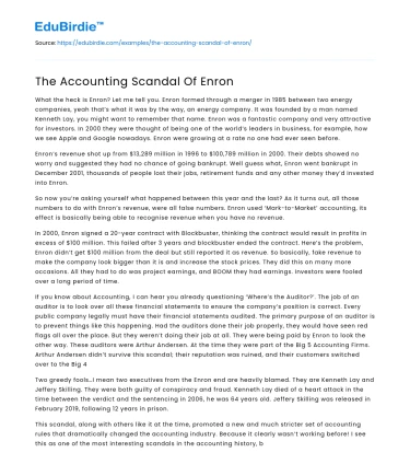 The Accounting Scandal Of Enron