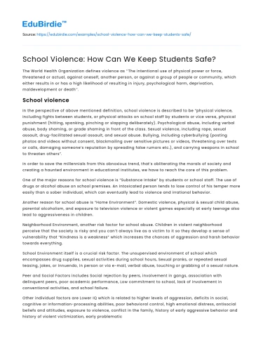 School Violence: How Can We Keep Students Safe?