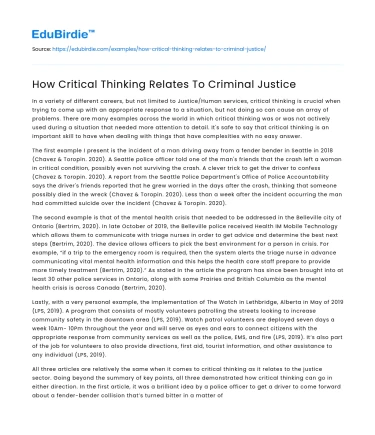 How Critical Thinking Relates To Criminal Justice