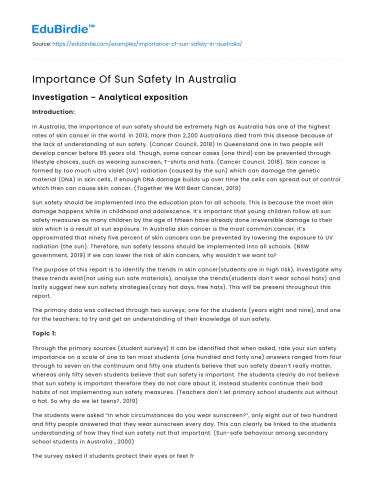 Importance Of Sun Safety In Australia