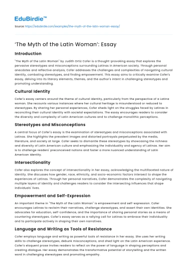 ‘The Myth of the Latin Woman’: Essay